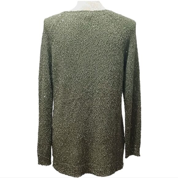 Chico's green sequin Shine Claire long sleeve sweater Size Medium - Picture 5 of 8